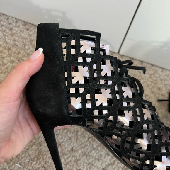 $549 Pierre Hardy Black Pink Metallic Suede Woven Cage Stiletto Heel Sz 8/38 - Picture 5 of 11